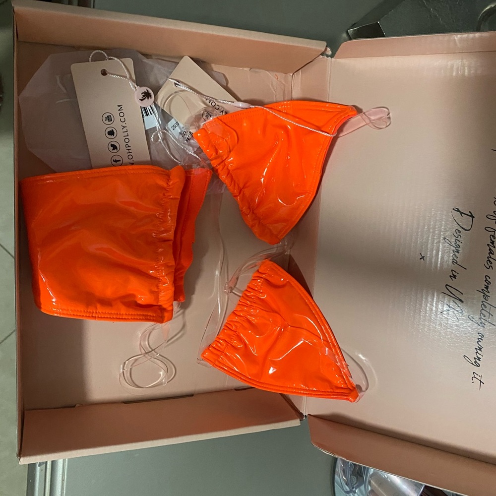 take a dip clear strap vinyl bikini top & bottom